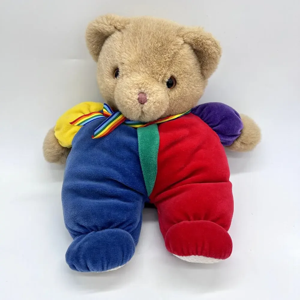 Vintage Eden Primary Colors Bear Stuffed Animal 80's Plush Rainbow Teddy 13